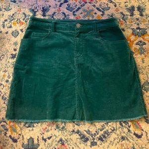 Forever 21 Emerald Green High Waisted Corduroy Skirt with Belt Loops